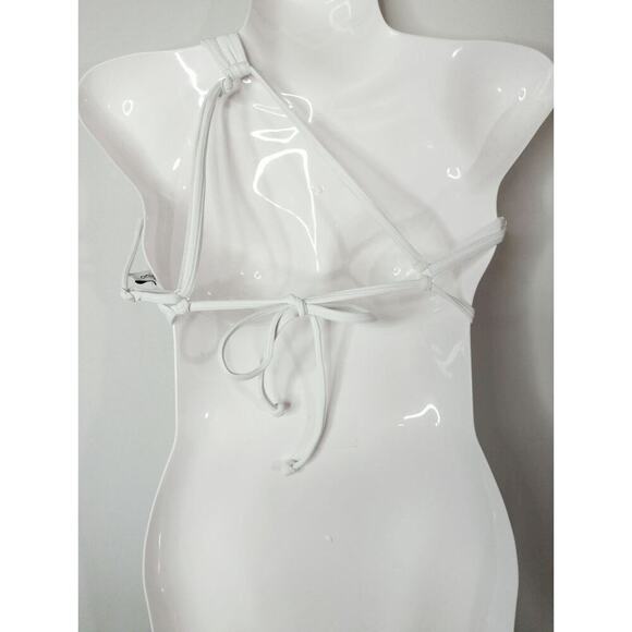 Onia Demi One-Shoulder Bikini Top White Ribbed Strappy Beach Coastal Estimated S - Picture 5 of 11